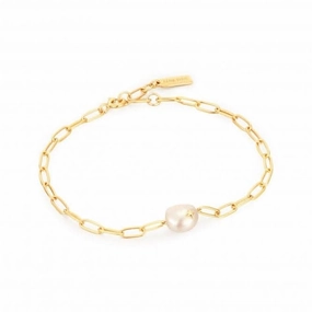 Gold Pearl Sparkle Chunky Chain Bracelet B043-03G