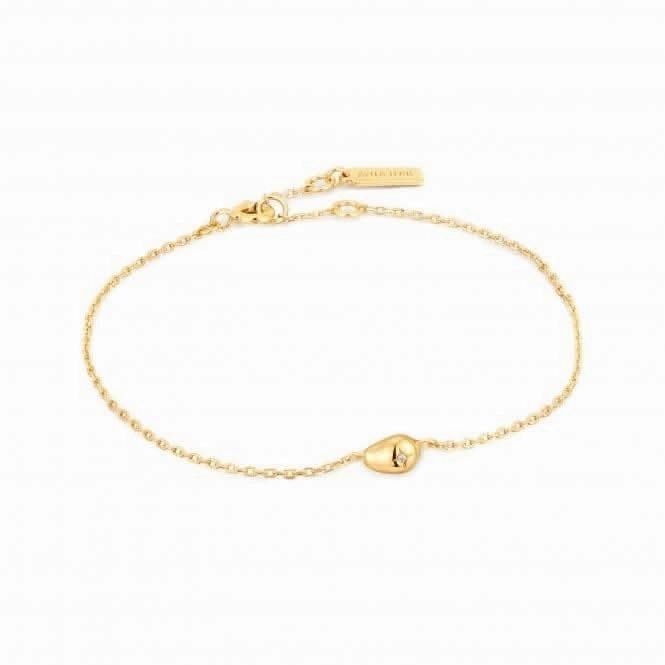 Gold Pebble Sparkle Chain Bracelet B043-04G