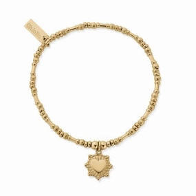 Gold Personalised Pumpkin Raised Heart Bracelet PGBPUMP3257