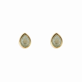 Gold Plated Birthstone March Aquamarine Earrings E6204