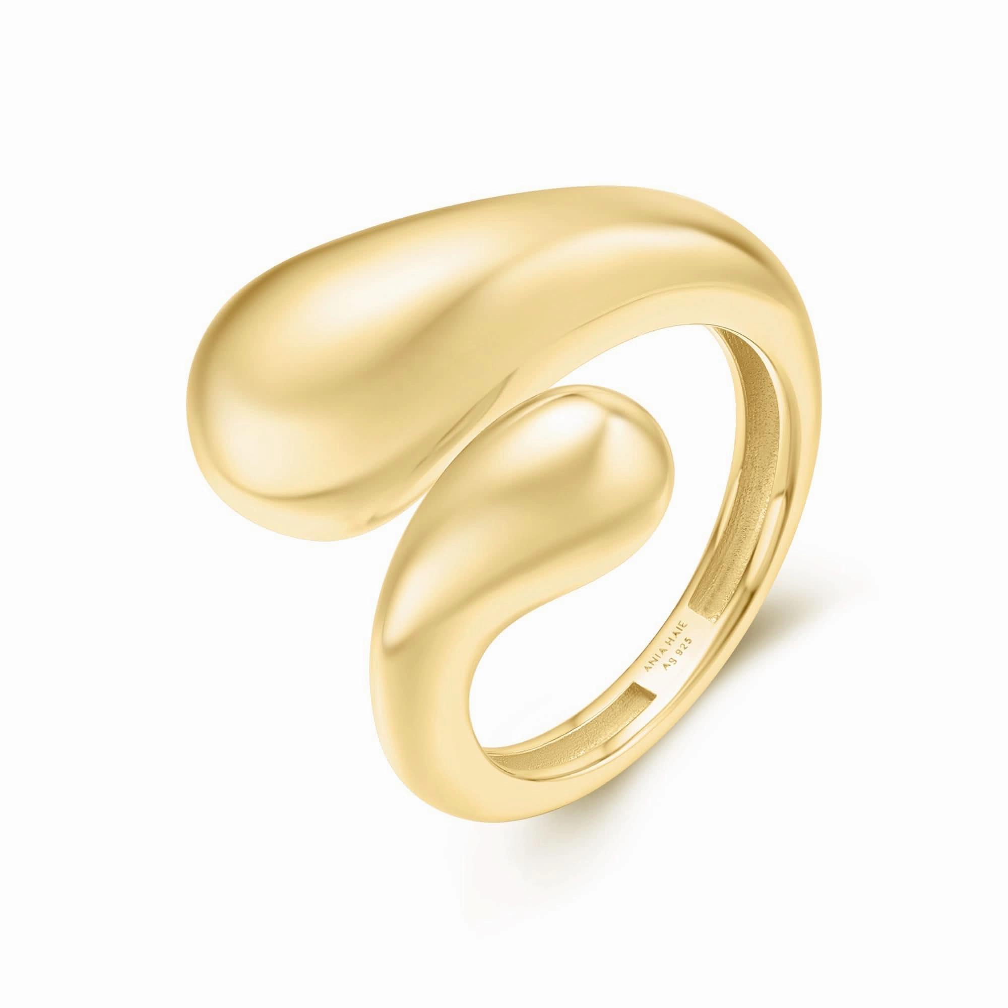 Gold Sculptural Crossover Ring R062-03G