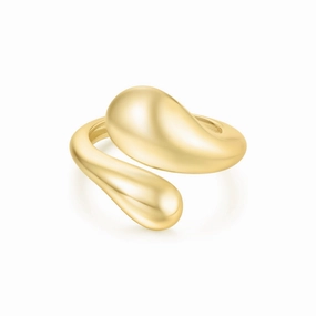 Gold Sculptural Crossover Ring R062-03G