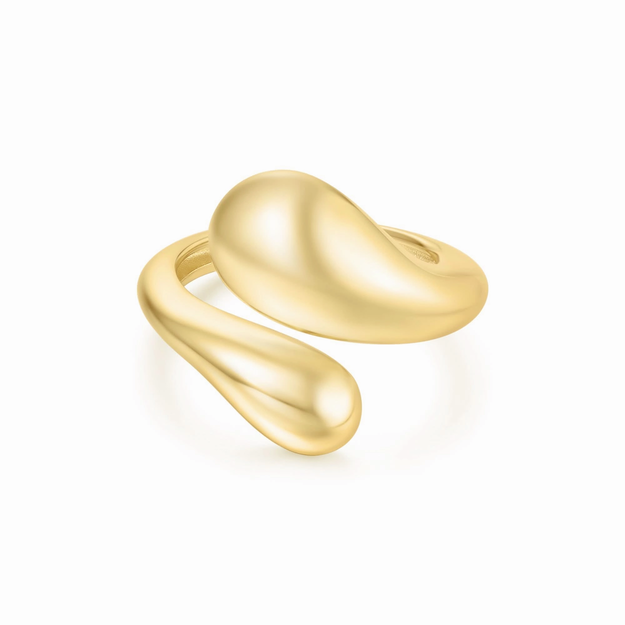Gold Sculptural Crossover Ring R062-03G