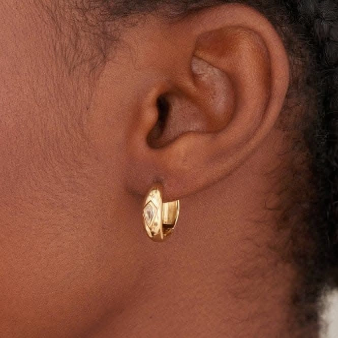 Gold Sparkle Dome Hoop Earrings E041-06G-W