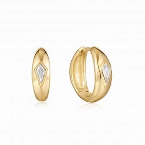 Gold Sparkle Dome Hoop Earrings E041-06G-W