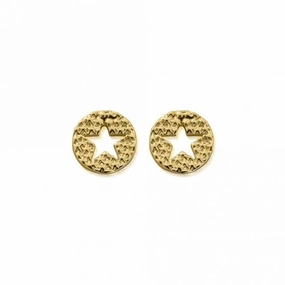 Gold Sparkle Star In Circle Earrings GEST3098