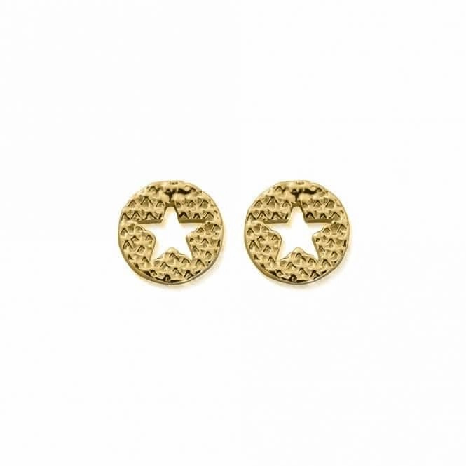 Gold Sparkle Star In Circle Earrings GEST3098