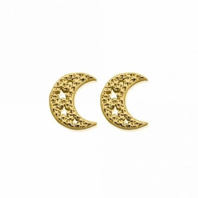 Gold Starry Moon Stud Earrings GEST3099