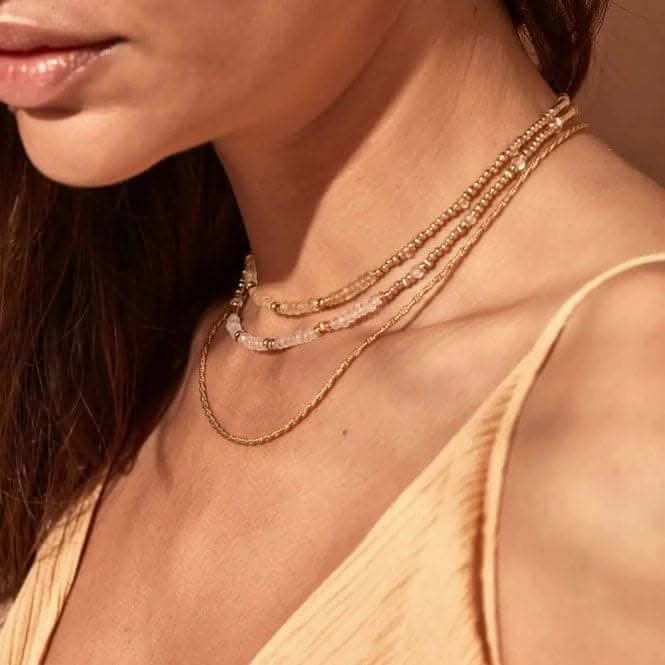 Gold Summer of Love Rose Quartz Choker Necklace GNRQPDS