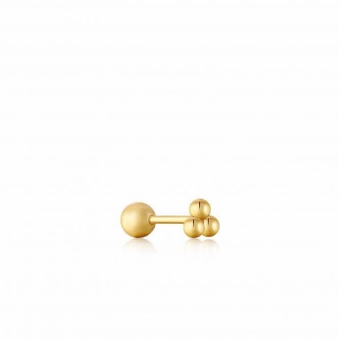 Gold Triple Ball Barbell Single Earring E035-03G