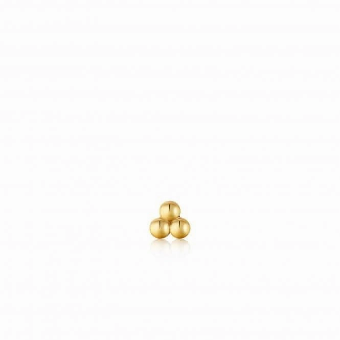 Gold Triple Ball Barbell Single Earring E035-03G
