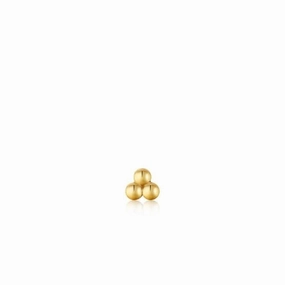 Gold Triple Ball Barbell Single Earring E035-03G