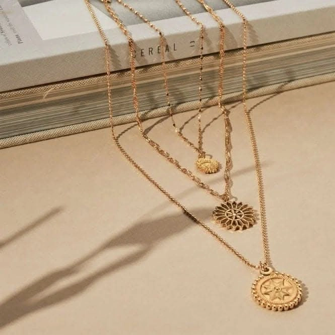 Gold Twisted Rope Chain Flower Mandala Necklace GNTR3279
