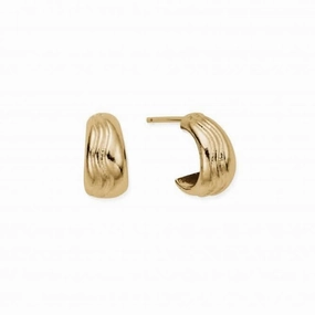 Gold Waves Huggie Hoop Earrings GEH3325