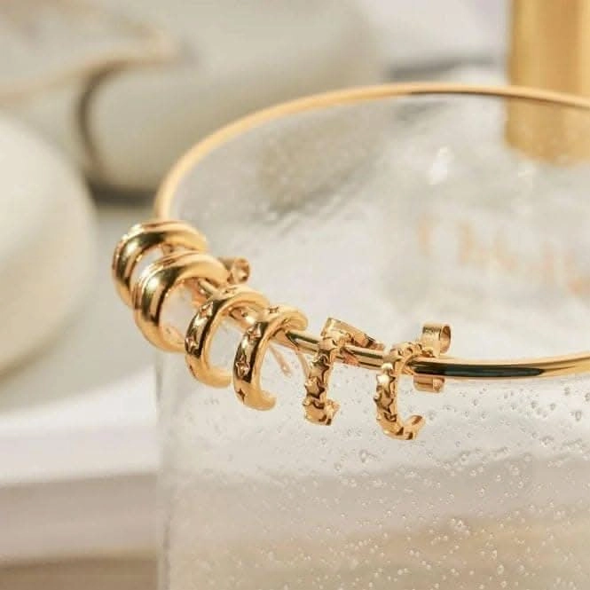 Gold Waves Huggie Hoop Earrings GEH3325