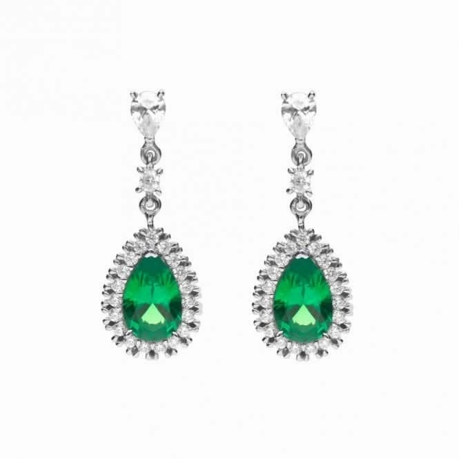 Green Teardrop Pave Surround Earrings E6053