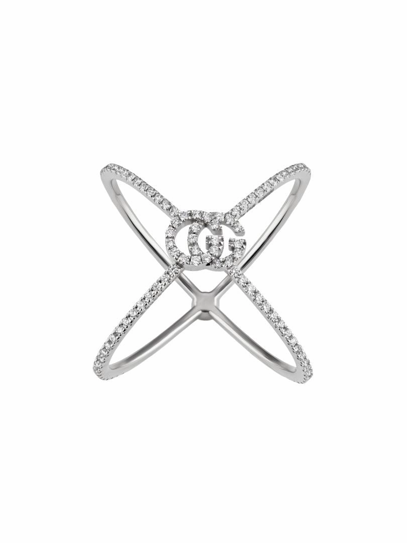 Gucci GG Running 18ct White Gold Diamond Ring D