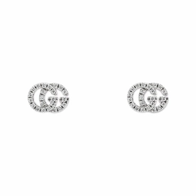 Gucci GG Running 18ct White Gold Diamond Stud Earrings