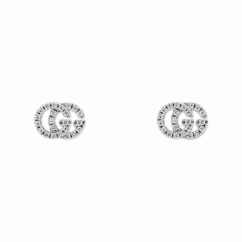 Gucci GG Running 18ct White Gold Diamond Stud Earrings