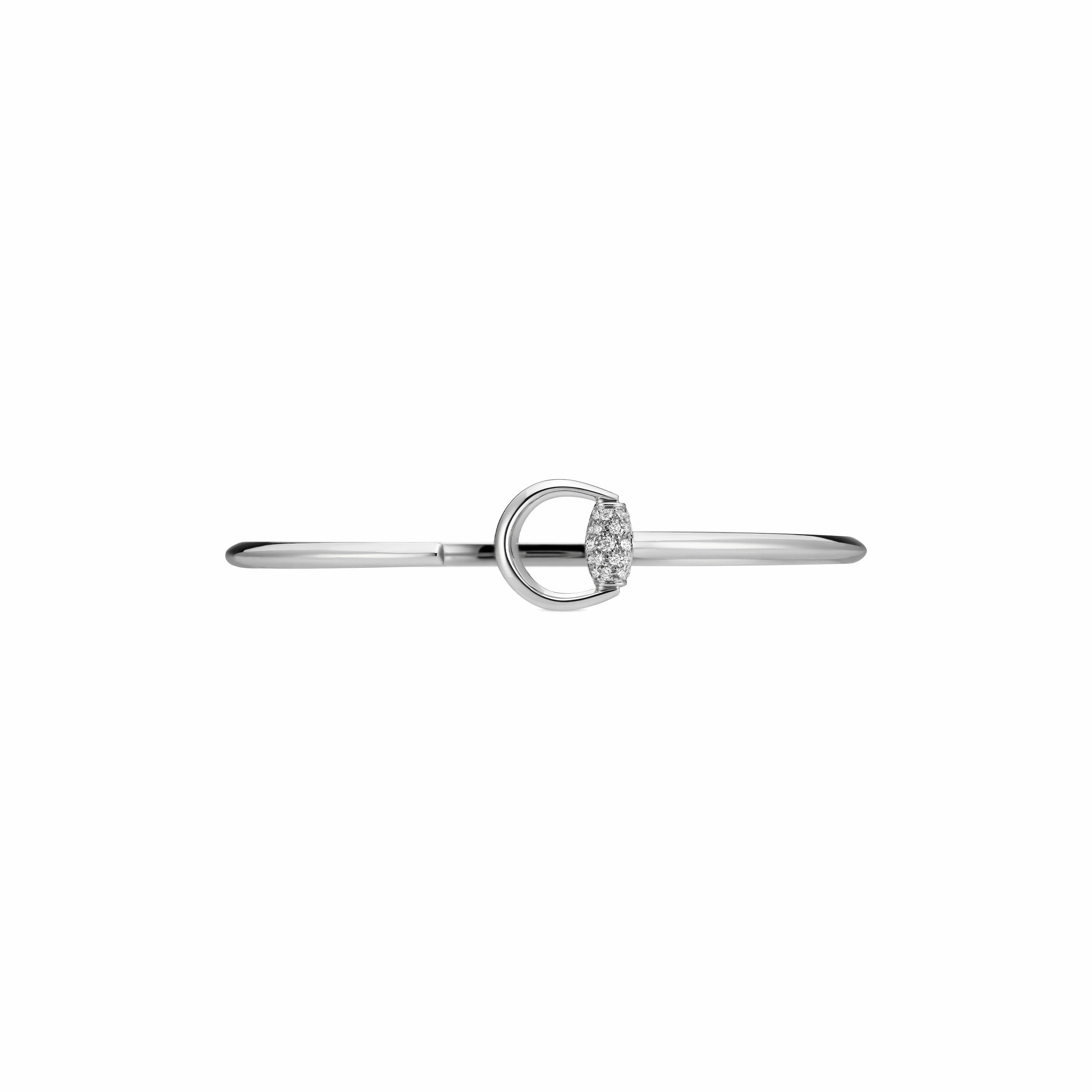 Gucci Horsebit 18ct White Gold 0.2ct Diamond Cuff Bracelet