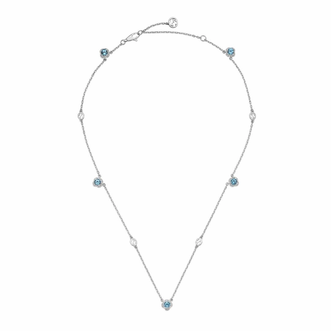 Gucci Interlocking 18ct White Gold Topaz Necklace D