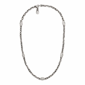 Gucci Interlocking Motif Aged Sterling Silver Necklace