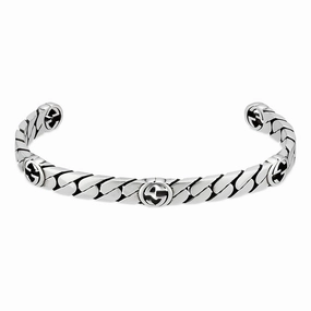 Gucci Interlocking Sterling Silver Cuff Bracelet