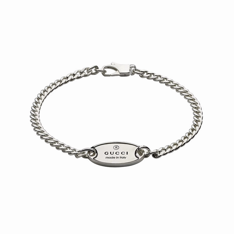 Gucci Trademark Sterling Silver Chain Tag Bracelet D