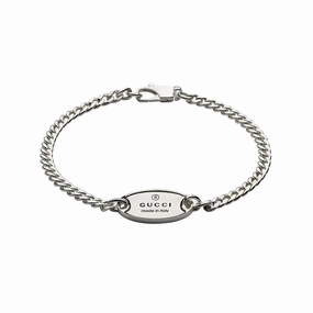 Gucci Trademark Sterling Silver Chain Tag Bracelet D
