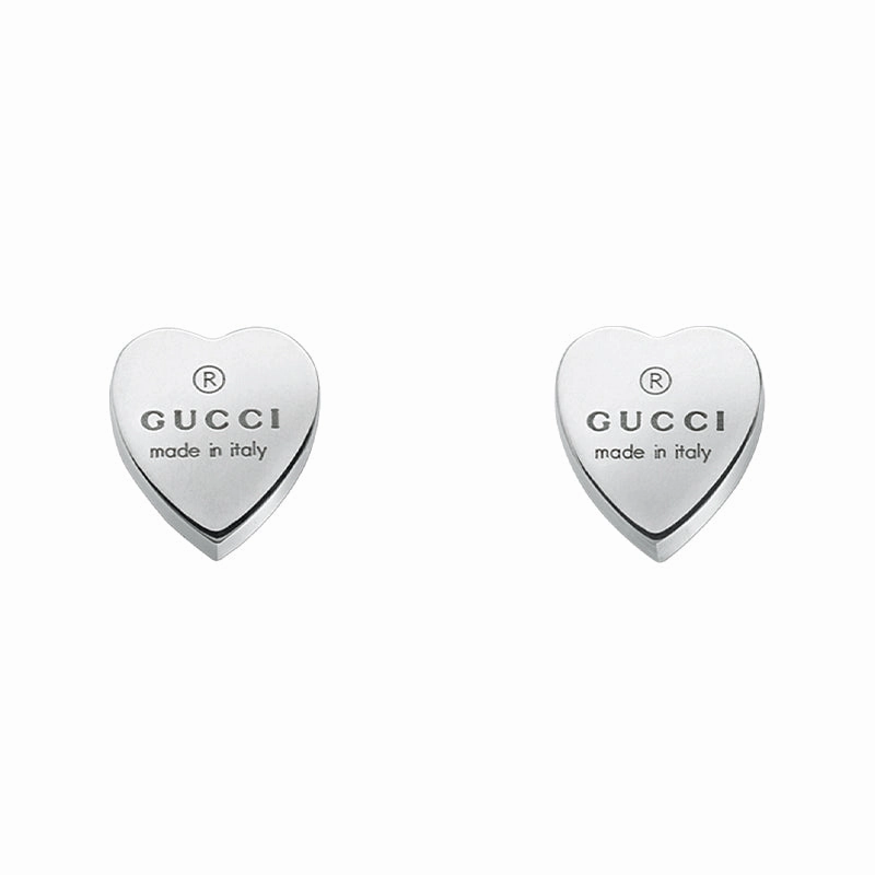 Gucci Trademark Sterling Silver Heart Earrings