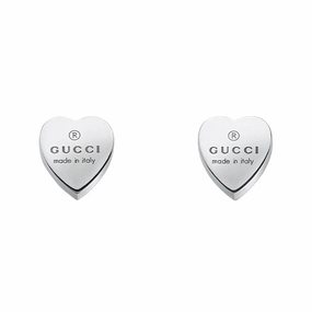 Gucci Trademark Sterling Silver Heart Earrings