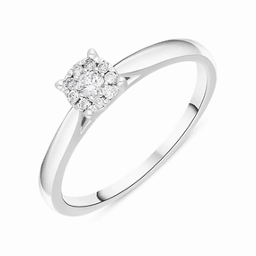 Hans D Krieger 18ct White Gold 0.14ct Diamond Cluster Ring