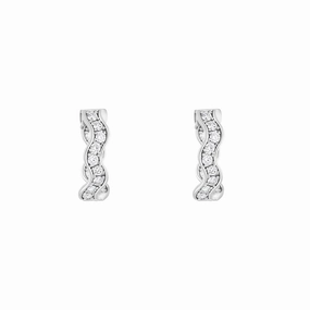 Hans D Krieger 18ct White Gold 1.53ct Diamond Wave Hoop Earrings