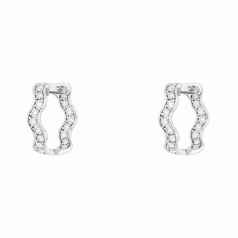 Hans D Krieger 18ct White Gold 1.53ct Diamond Wave Hoop Earrings