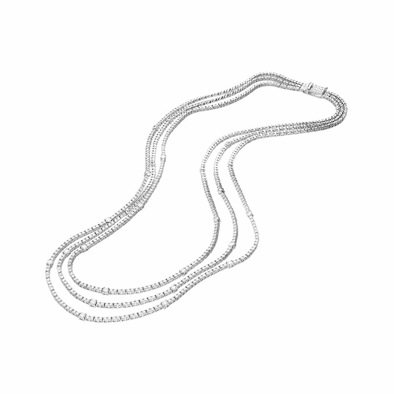 Hans D Krieger 18ct White Gold 6.98ct White Diamond Three Row Necklace D