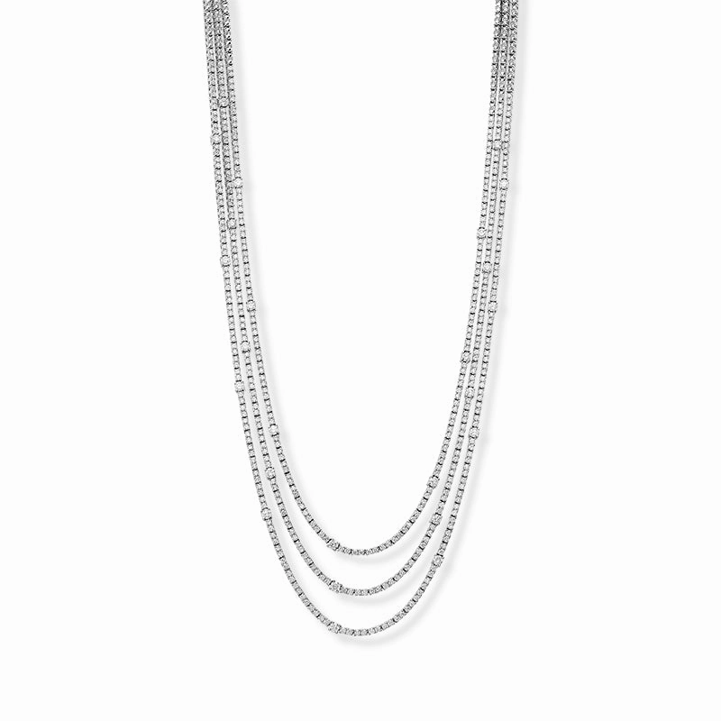 Hans D Krieger 18ct White Gold 6.98ct White Diamond Three Row Necklace D