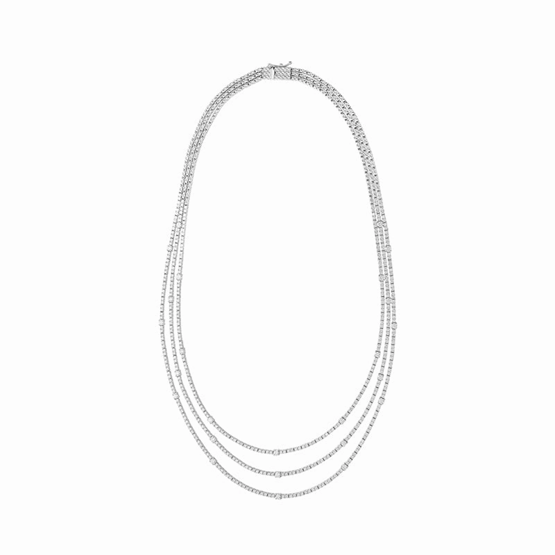 Hans D Krieger 18ct White Gold 6.98ct White Diamond Three Row Necklace D