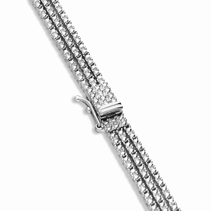 Hans D Krieger 18ct White Gold 6.98ct White Diamond Three Row Necklace D