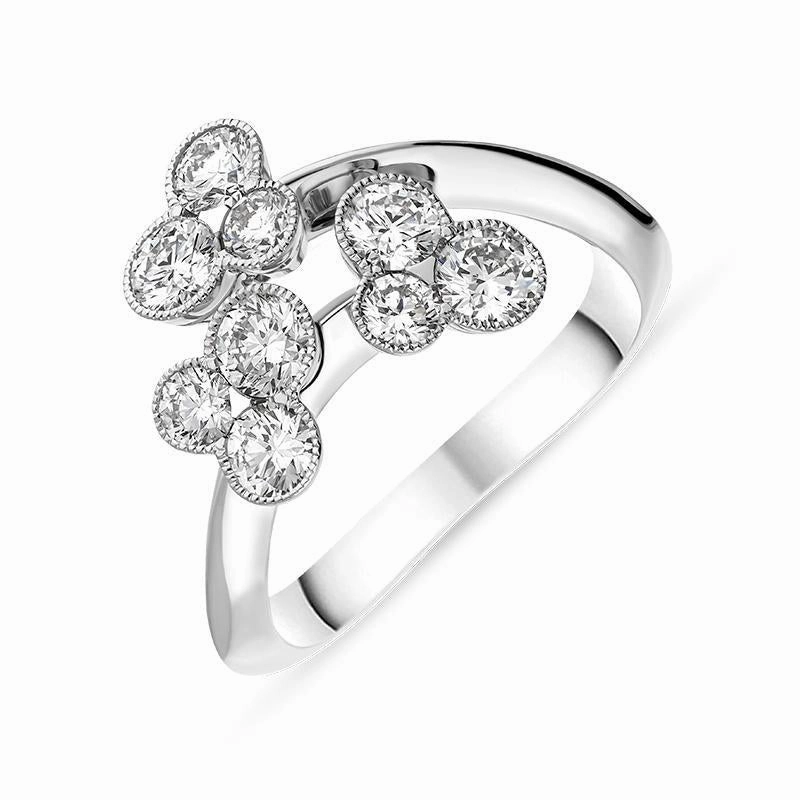 Hans D Krieger 18ct White Gold Diamond Crossover Ring