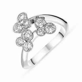 Hans D Krieger 18ct White Gold Diamond Crossover Ring