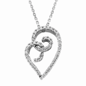 Hans D. Krieger 18ct White  Gold Diamond Pave Set Heart Necklace