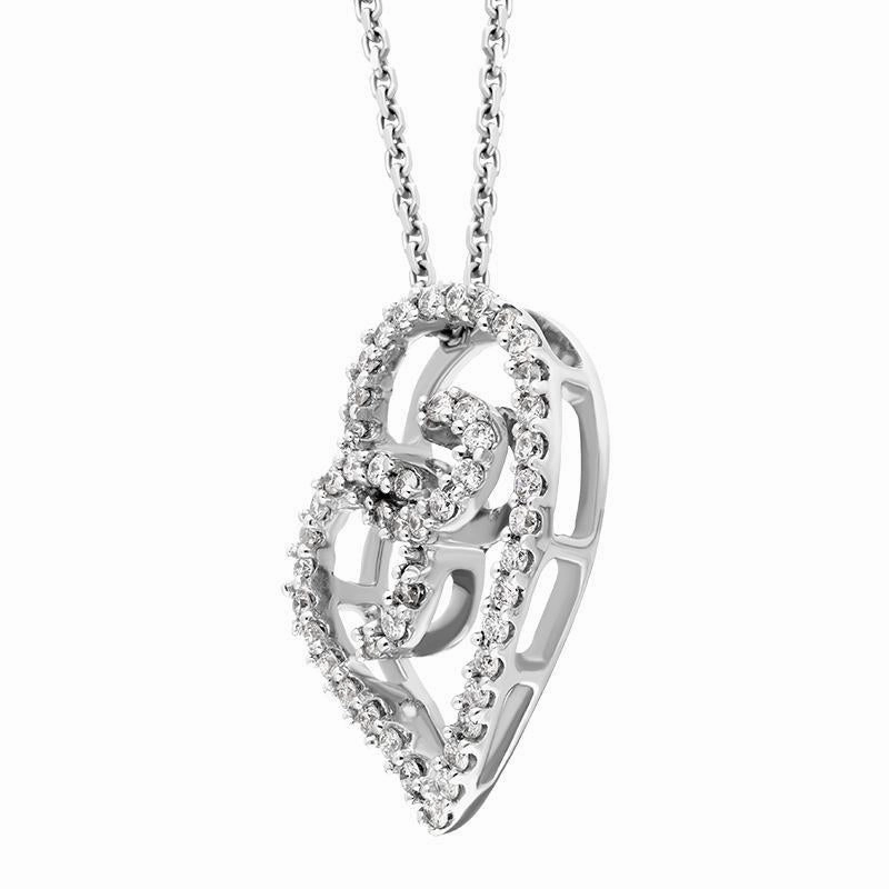 Hans D. Krieger 18ct White  Gold Diamond Pave Set Heart Necklace
