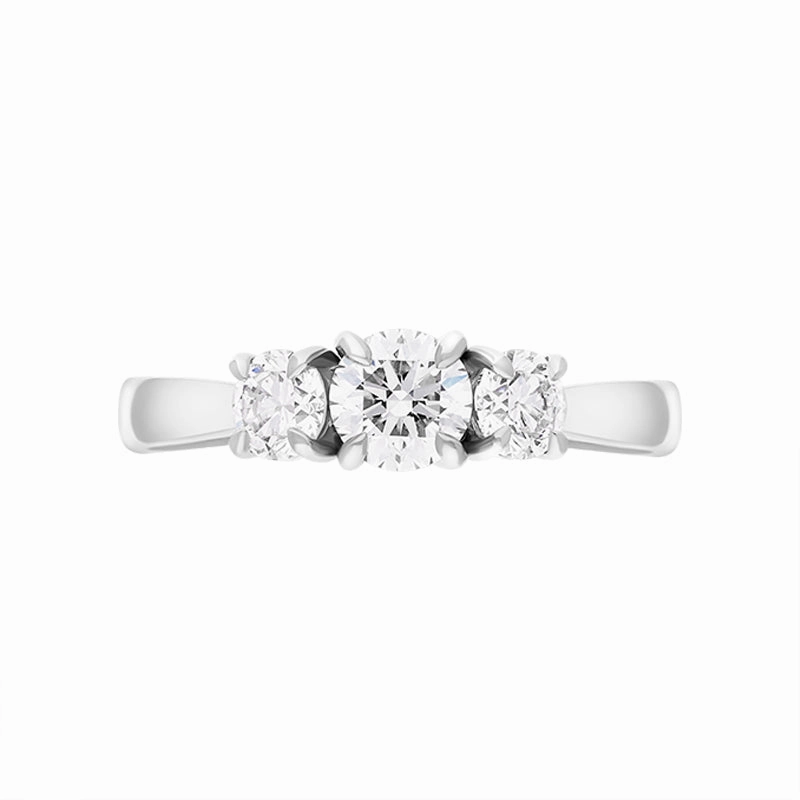 Hans D Krieger Platinum 0.98ct Diamond Three Stone Ring D