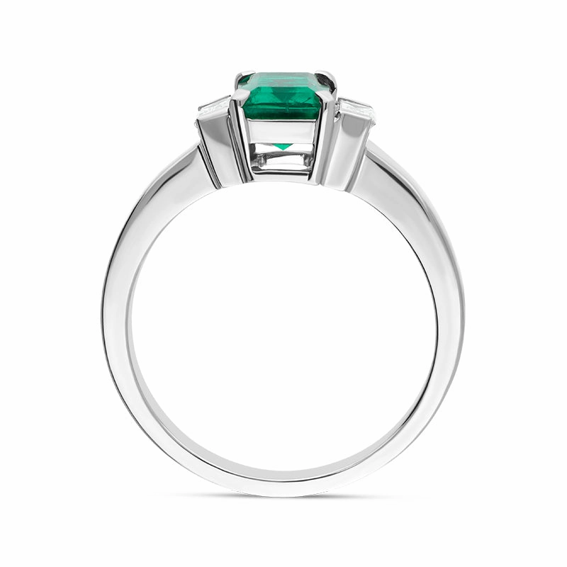 Hans D Krieger Platinum 1.08ct Emerald Diamond Three Stone Ring D