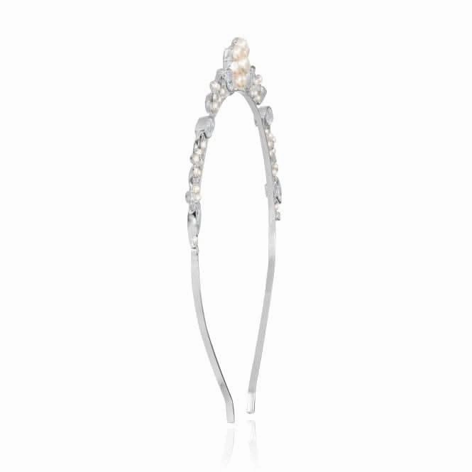 Happy Ever After Hair Accessories Silver Pearl Flower Zirconia Hair Band 3686