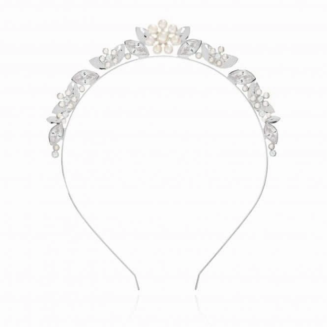 Happy Ever After Hair Accessories Silver Pearl Flower Zirconia Hair Band 3686