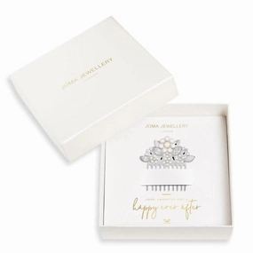Happy Ever After Hair Accessories Silver Pearl Flower Zirconia Hair Comb 3681