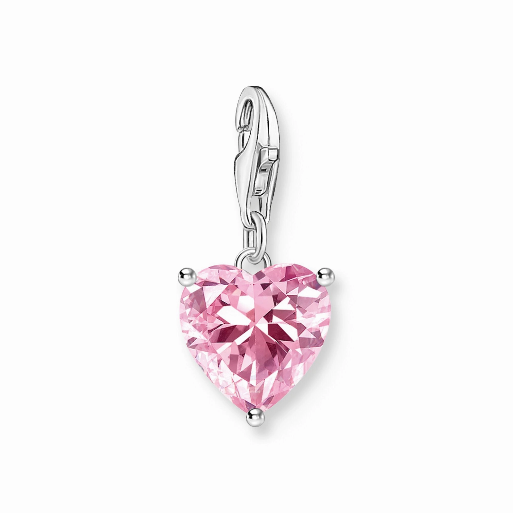 Heart charm with pink stone