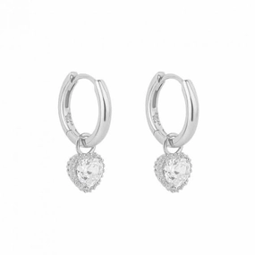 Heart Shaped Zirconia Assembled Hoop Earrings E6195