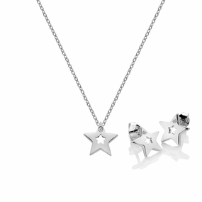 Hot Diamonds Amulets Sterling Silver Diamond Star Necklace Earrings Set